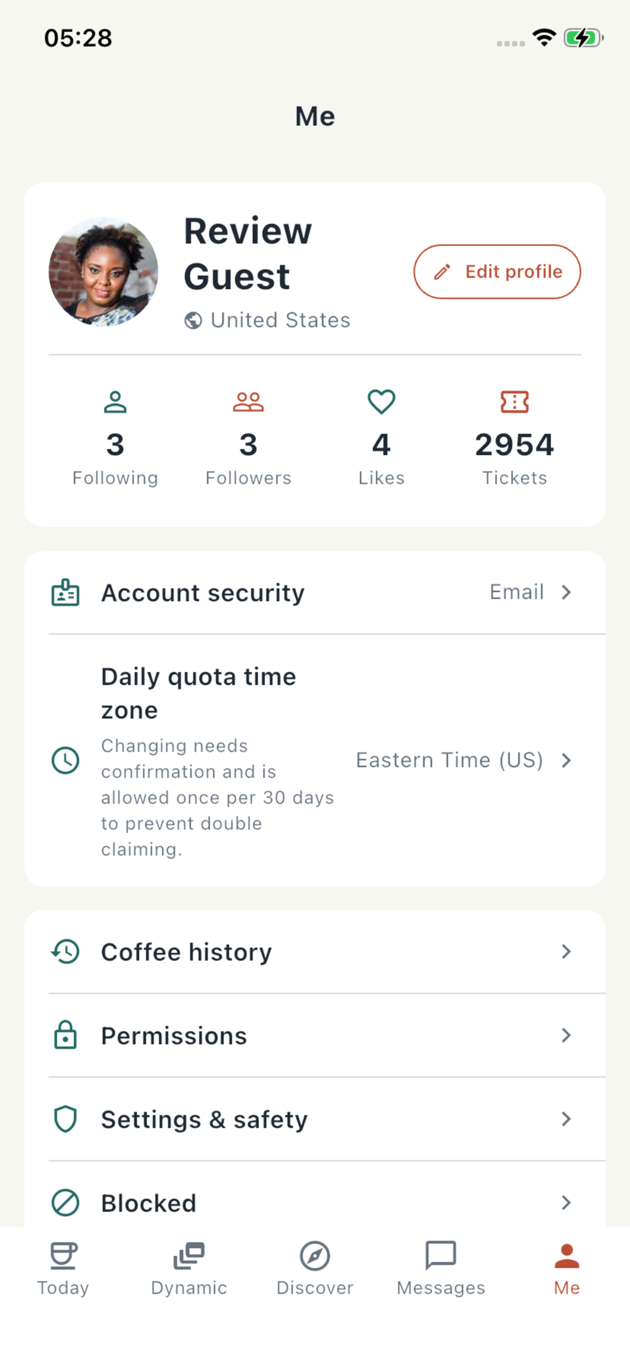 CupCross Me account screen